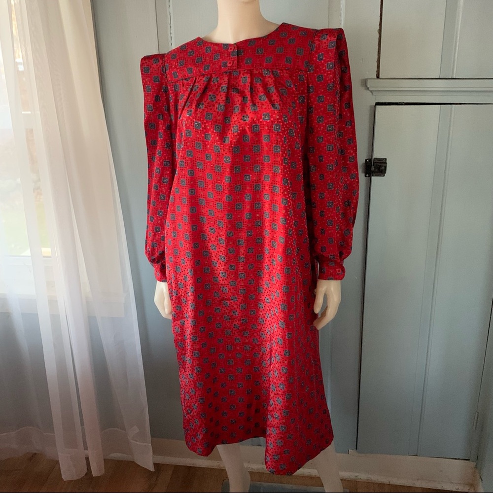 Vintage 80s Gloria Vanderbilt Dress Shoulder Treatment Foulard Print